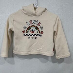 Kids Levi's Cream Rainbow Graphic Hoodie Sweatshirt Size S 4-5 Years